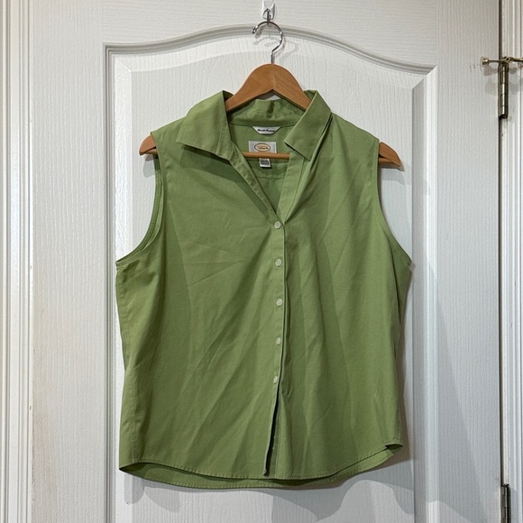 Talbots size 16 green Sleeveless Button-Down Shirt - Picture 1 of 3
